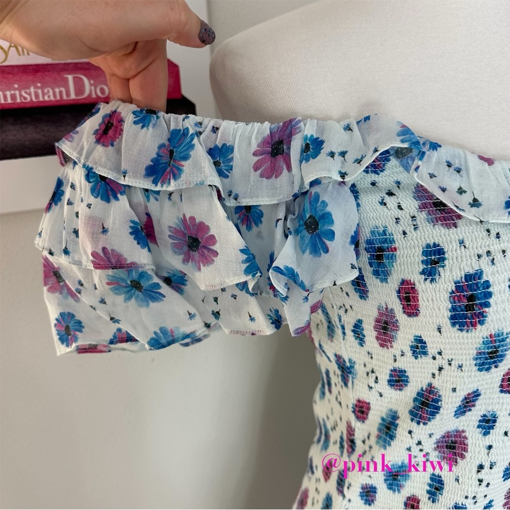 LoveShackFancy Kodie Smocked Ruffle Floral Mini Dress - Picture 6 of 17